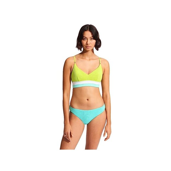 Seafolly Slice Of Splice Bralette Bikini Top Lime & Aqua Size 8 Convertible NWT - Picture 4 of 7